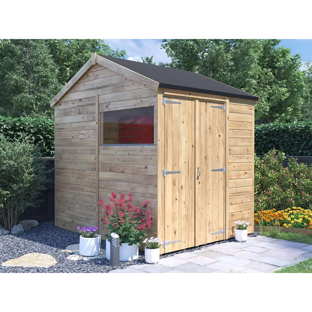 Dunster House Overlord 6 x 8ft Modular Brown Superfelt Apex Bike Shed Image 5