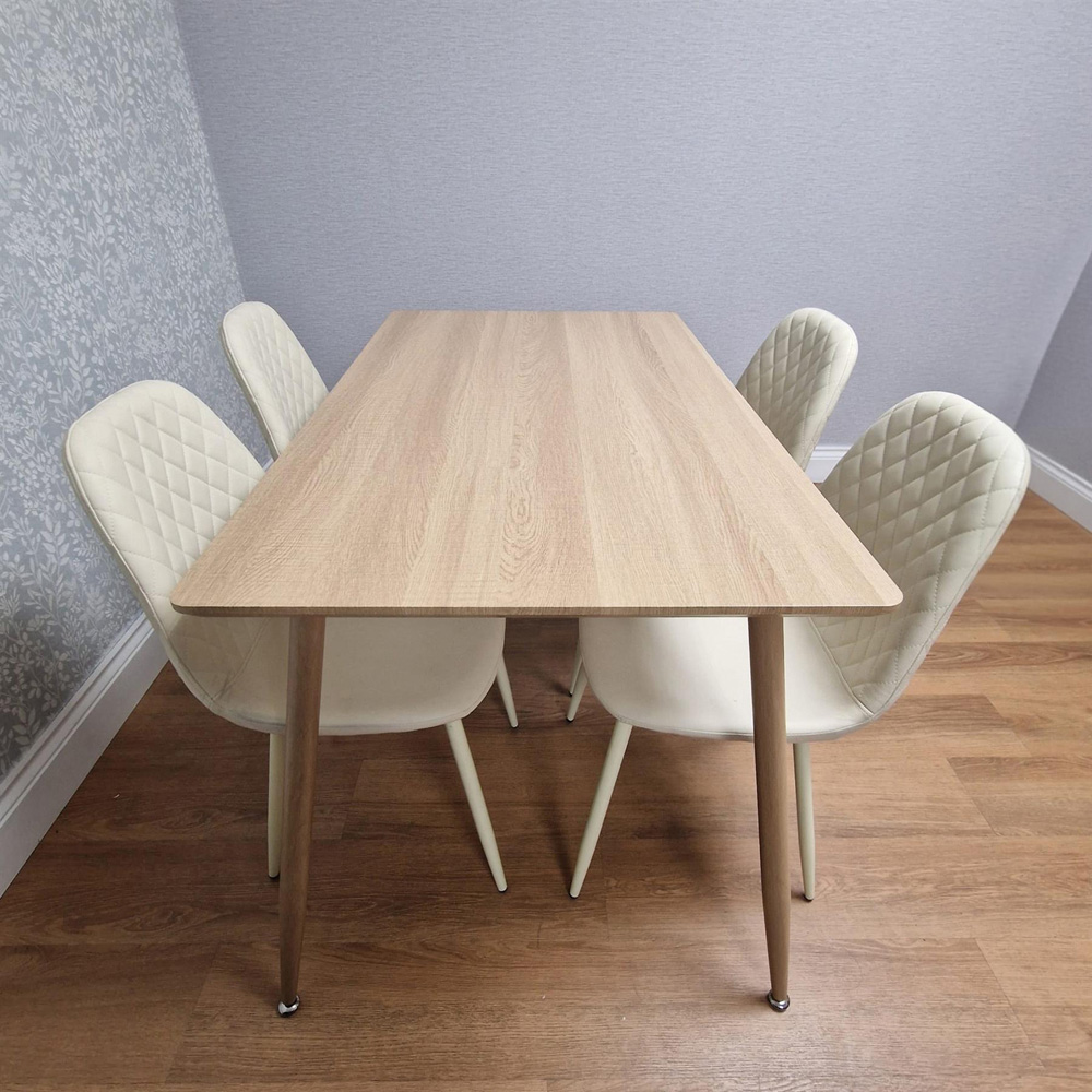 Kosy Koala 4 Seater Faux Leather Dining Set Cream Image 5