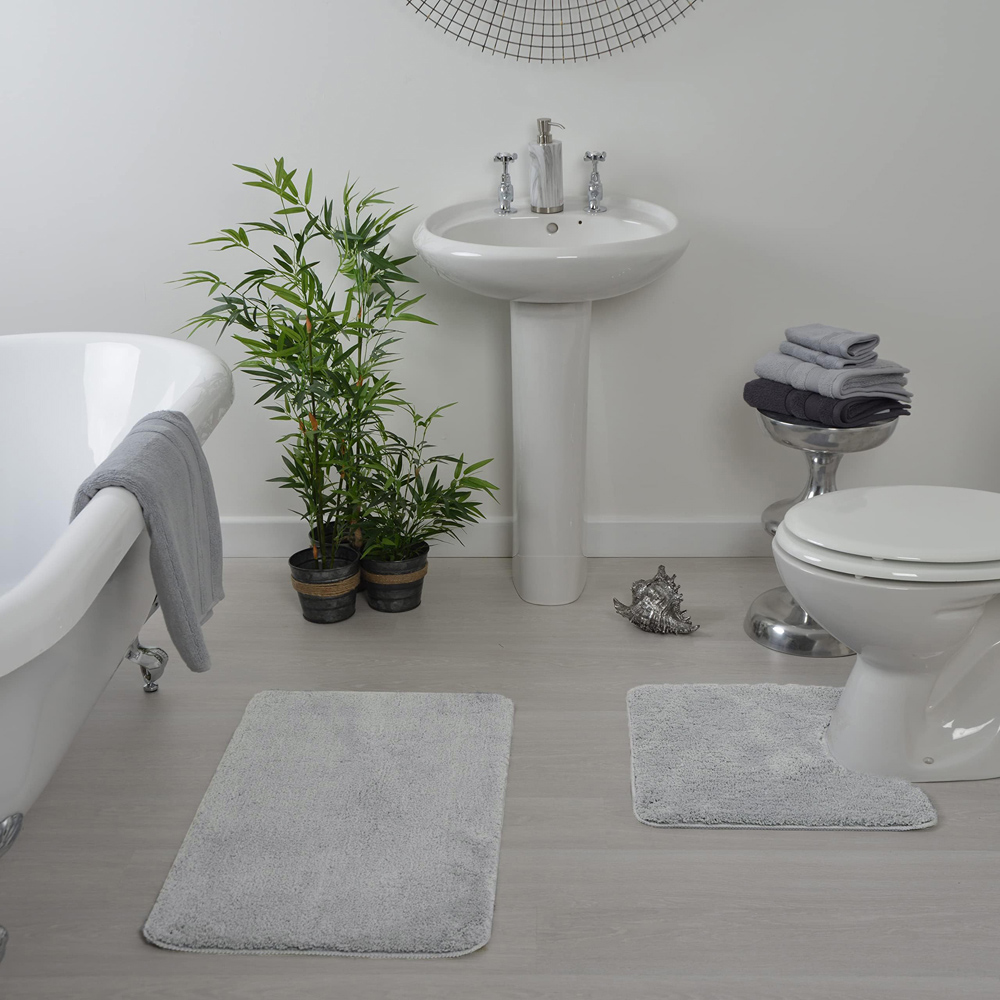 Allure Bath Fashions Dove Grey Microfibre Luxury Non-Slip Pedestal Mat 50 x 50cm Image 2