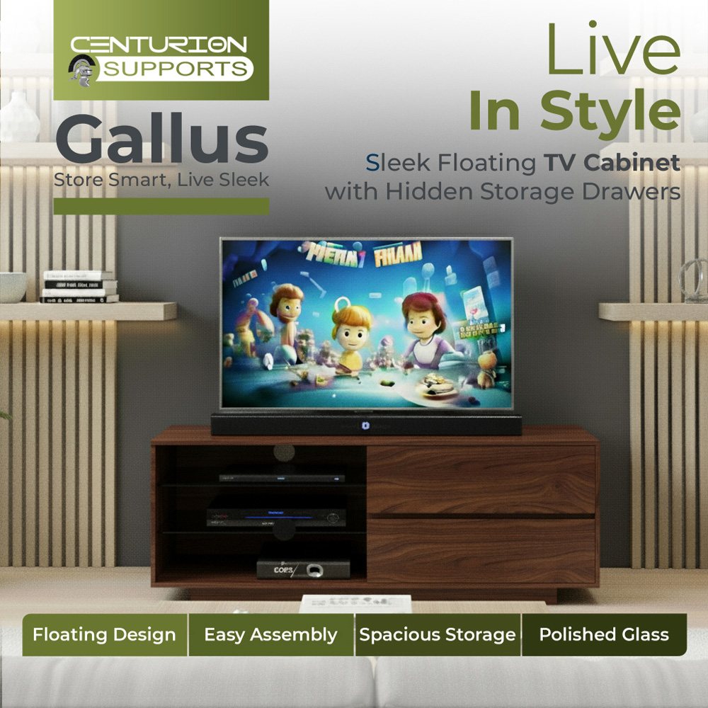 Centurion Supports Gallus 2 Drawer 3 Shelf Premium Walnut TV Unit Image 7