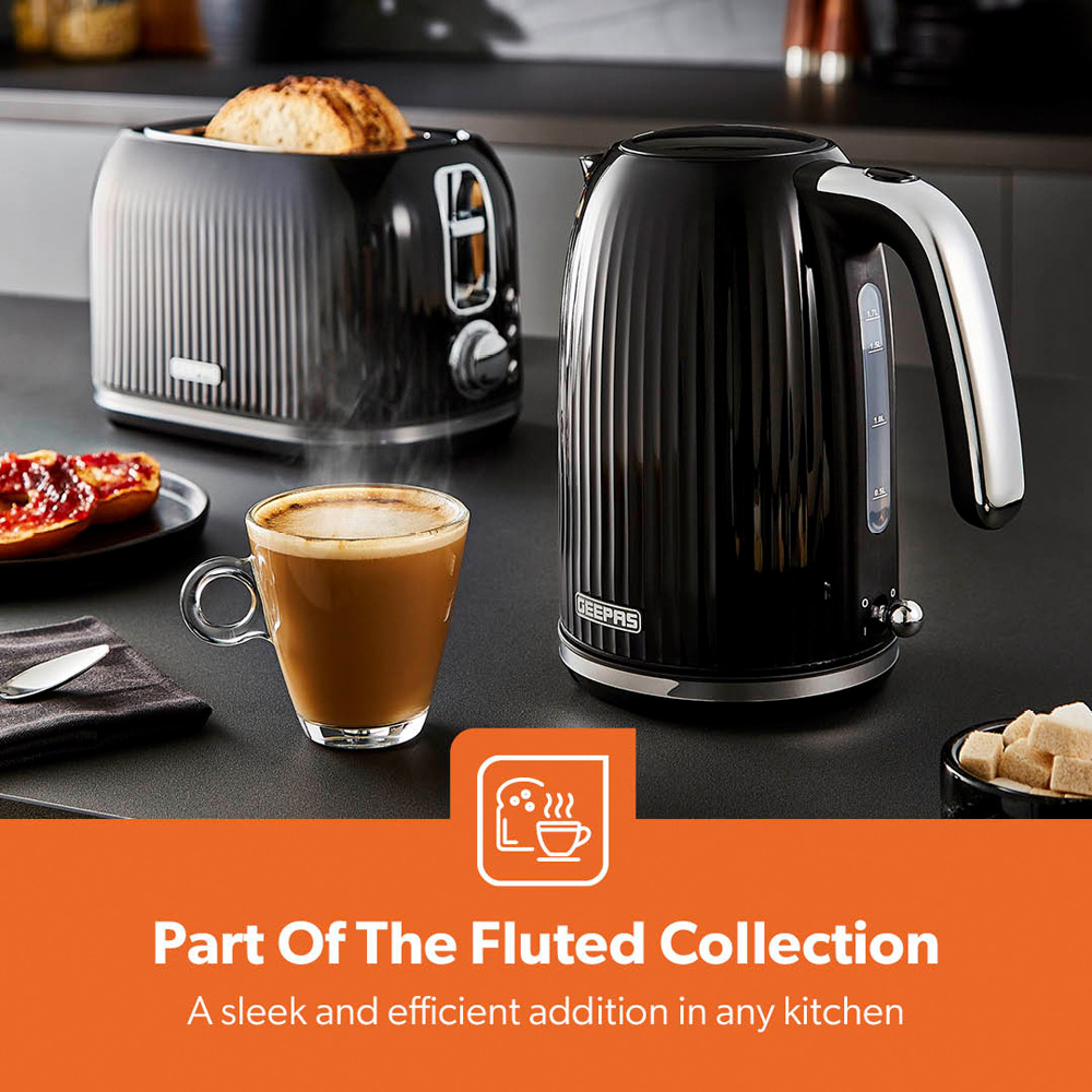 Geepas GK38068UK-BK Fluted Black 1.7L Cordless Kettle 3000W Image 9
