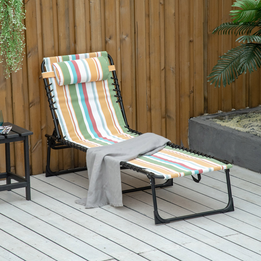 Outsunny Multicoloured Reclining Foldable Sun Lounger Image 7