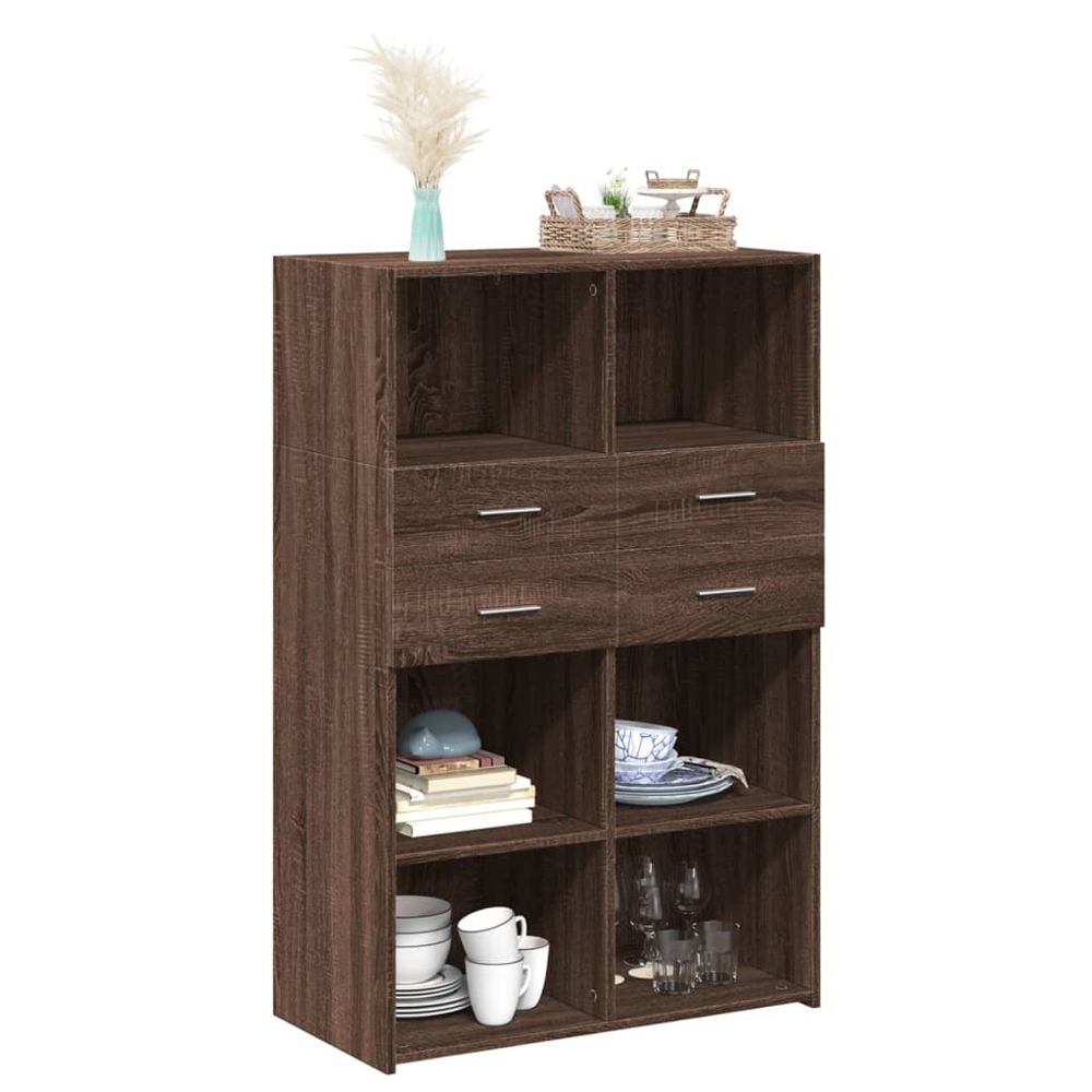 vidaXL 4 Drawer 6 Shelf Brown Oak Highboard Image 3