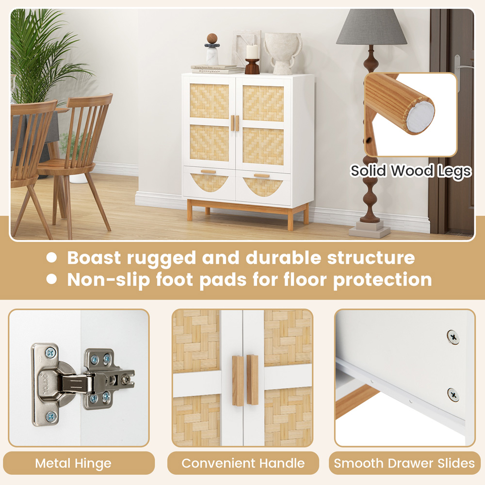 Costway 2 Door 2 Drawer White Sideboard Image 5