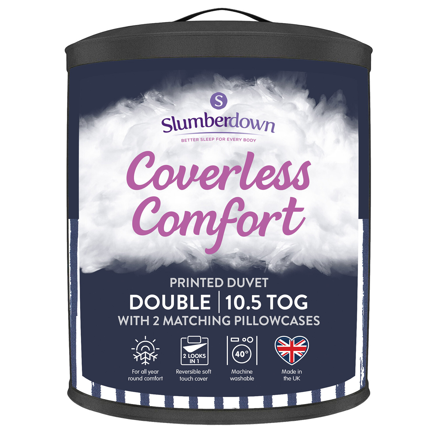 Slumberdown Coverless Comfort Duvet with Pillowcase - Navy / Double Image