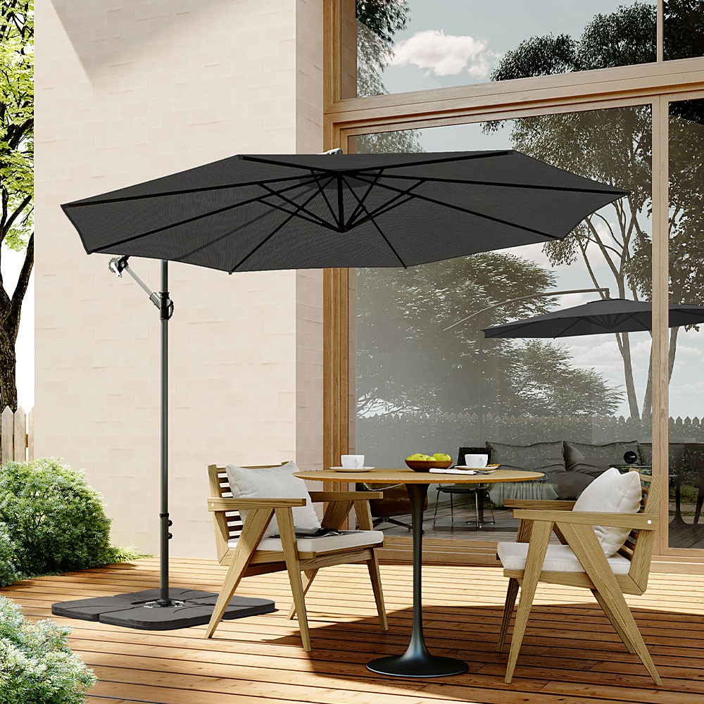 Living and Home Black Cantilever Parasol with Square Base 3m Image 6