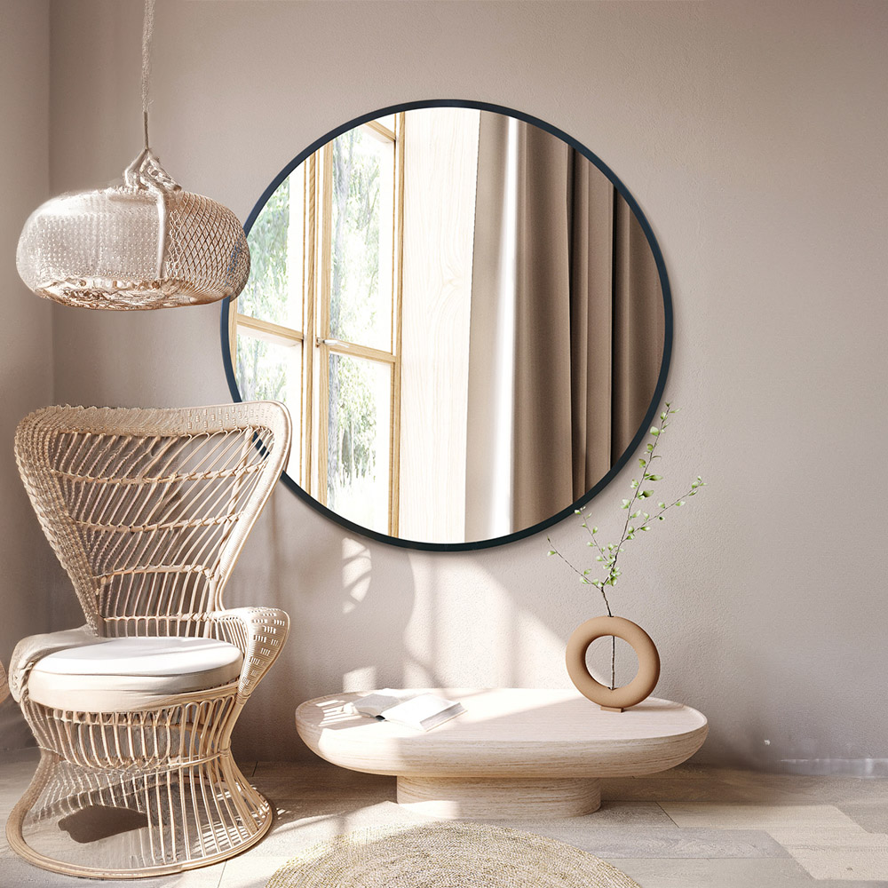 The Fenestra Black Metal Wall Mirror 120 x 120cm Image 7