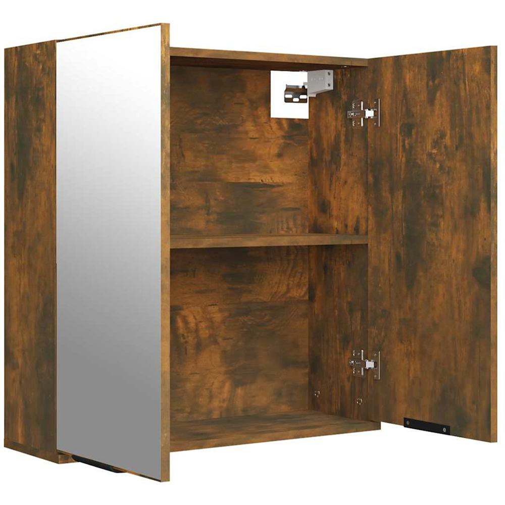 vidaXL 2 Door Smoked Oak Mirrored Bathroom Cabinet Image 6