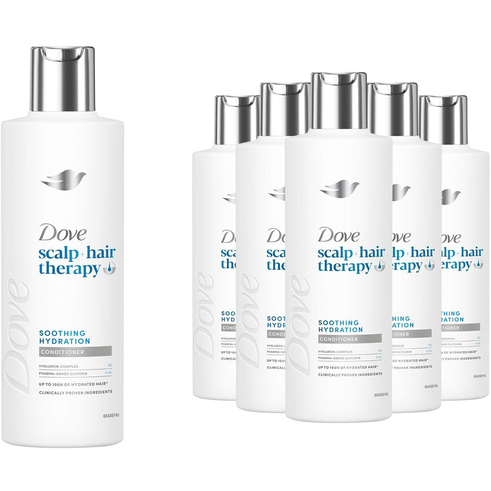 Dove Scalp+Hair Therapy Soothing Hydration Hyaluronic Acid Conditioner 250ml 6 Pack Image 1