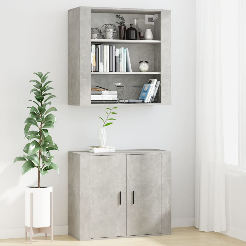 vidaXL 3 Shelf Concrete Grey Wall Cabinet Image 8