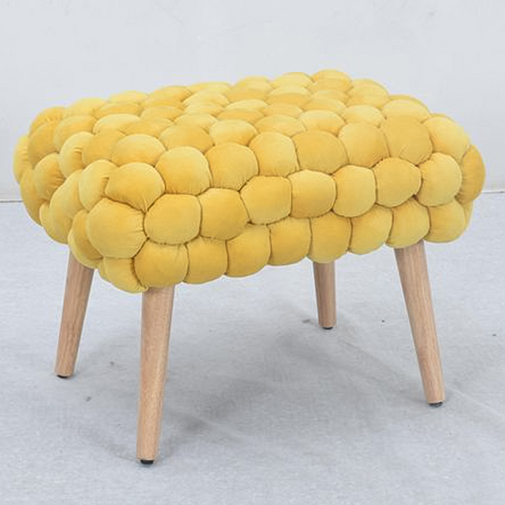 Artemis Home Cushla Yellow Bubbly Velvet Small Footstool Image 1