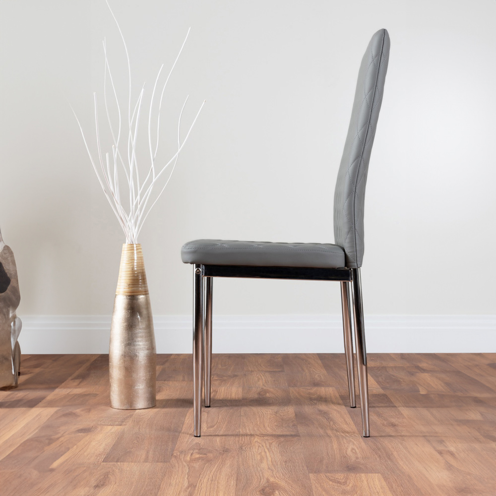 Furniturebox Copeland Valera Marble Effect 4 Seater Dining Set White Grey and Chrome Image 3