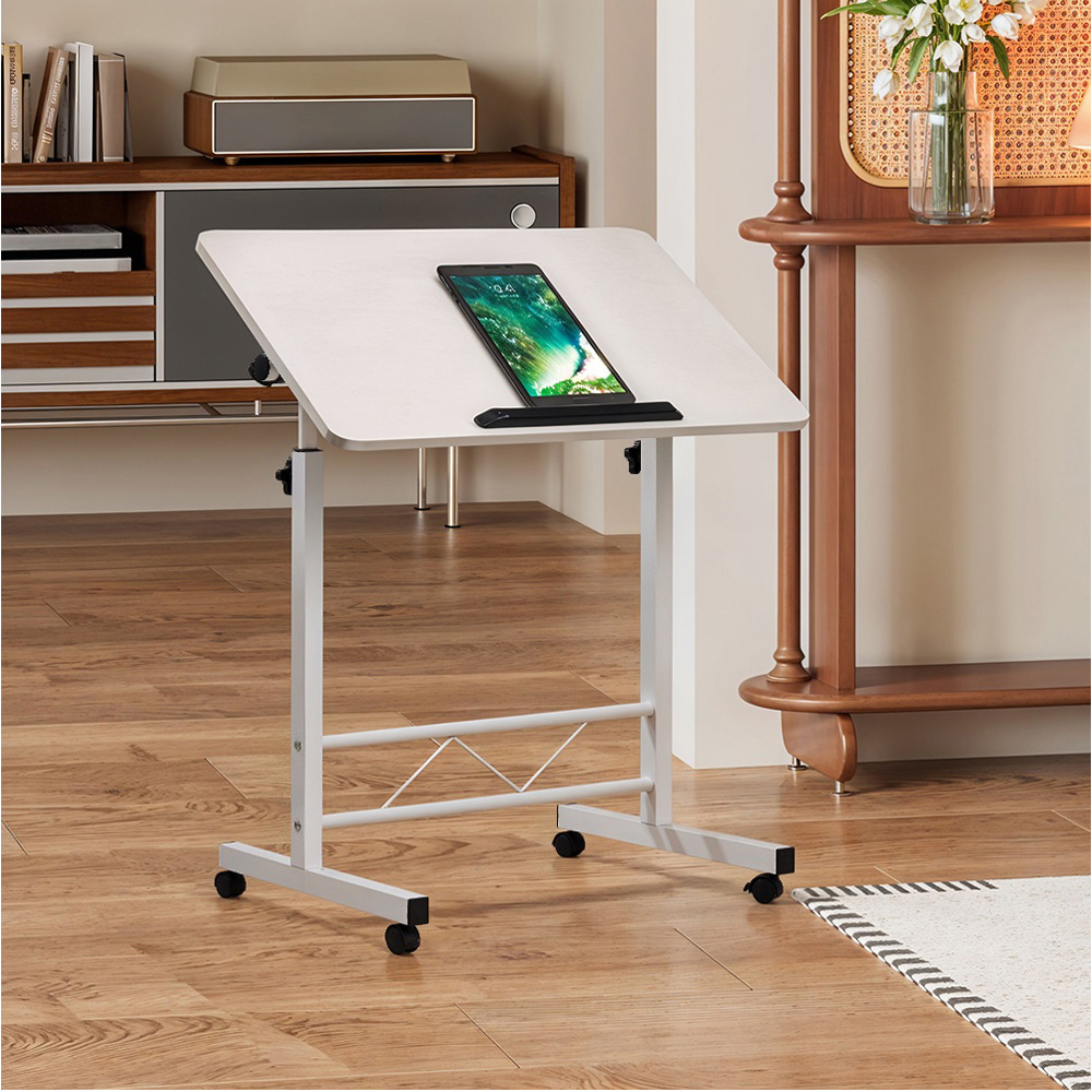 Living and Home Height Adjustable Mobile Laptop Desk White Image 8