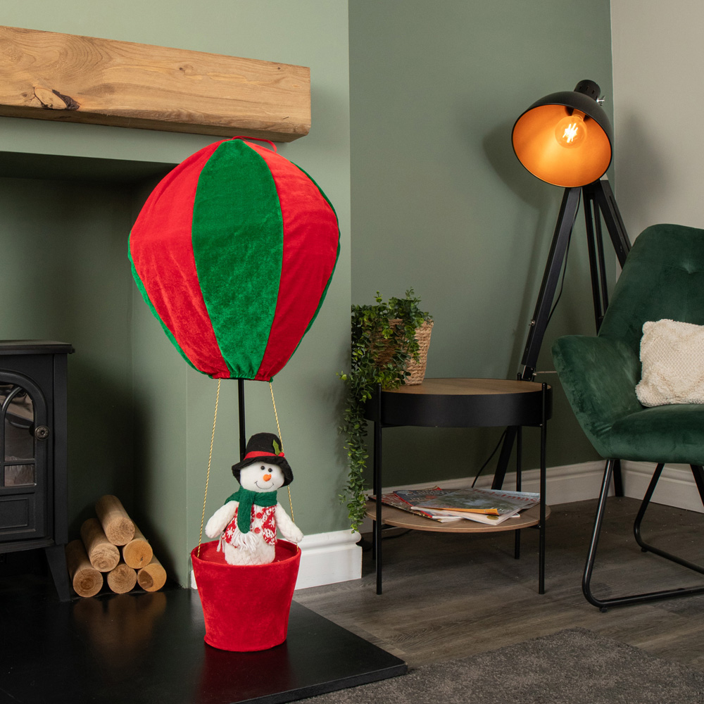 Samuel Alexander Plush Snowman Hot Air Balloon Christmas Decoration with Extension Pole 100cm Image 3