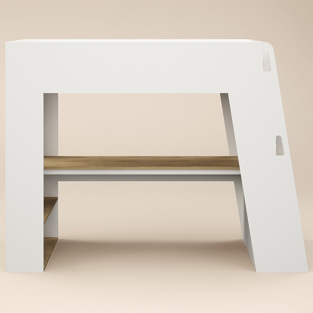 Flair Fern White and Oak High Sleeper Bed with Storage Staircase and Desk Image 3