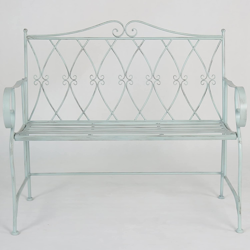 Glamhaus Pavia Antique Blue Garden Bench Image 3
