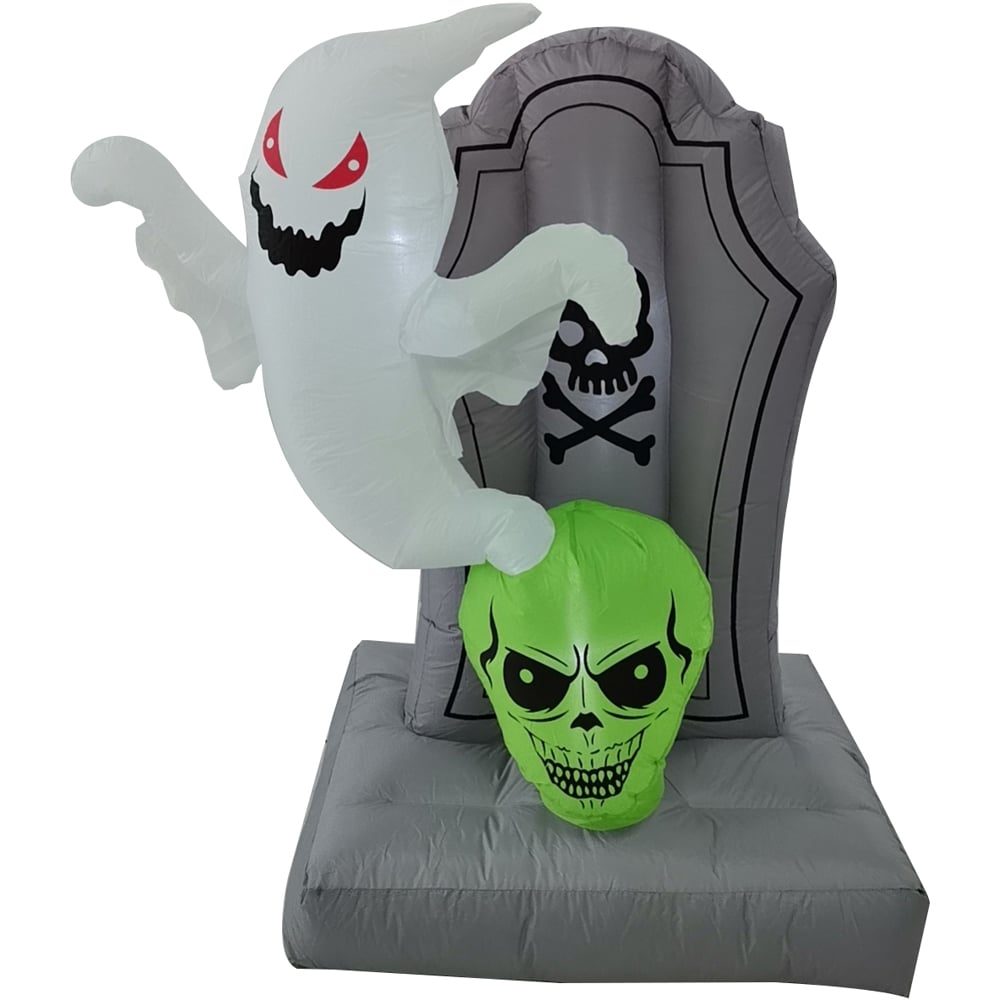 SO Halloween Inflatable Grave with Ghost and Skull 4.9ft Image 1