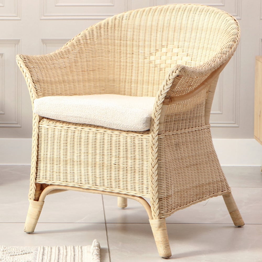 Desser Furniture Natural Wicker Adult King Size Loom Chair with Cushion Image 1