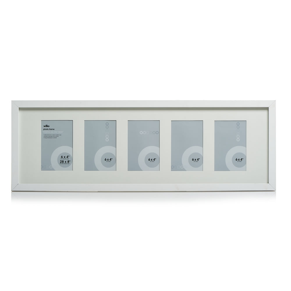 Wilko White 5 Multi Aperture Photo Frame 6 x 4 Inch Image 1