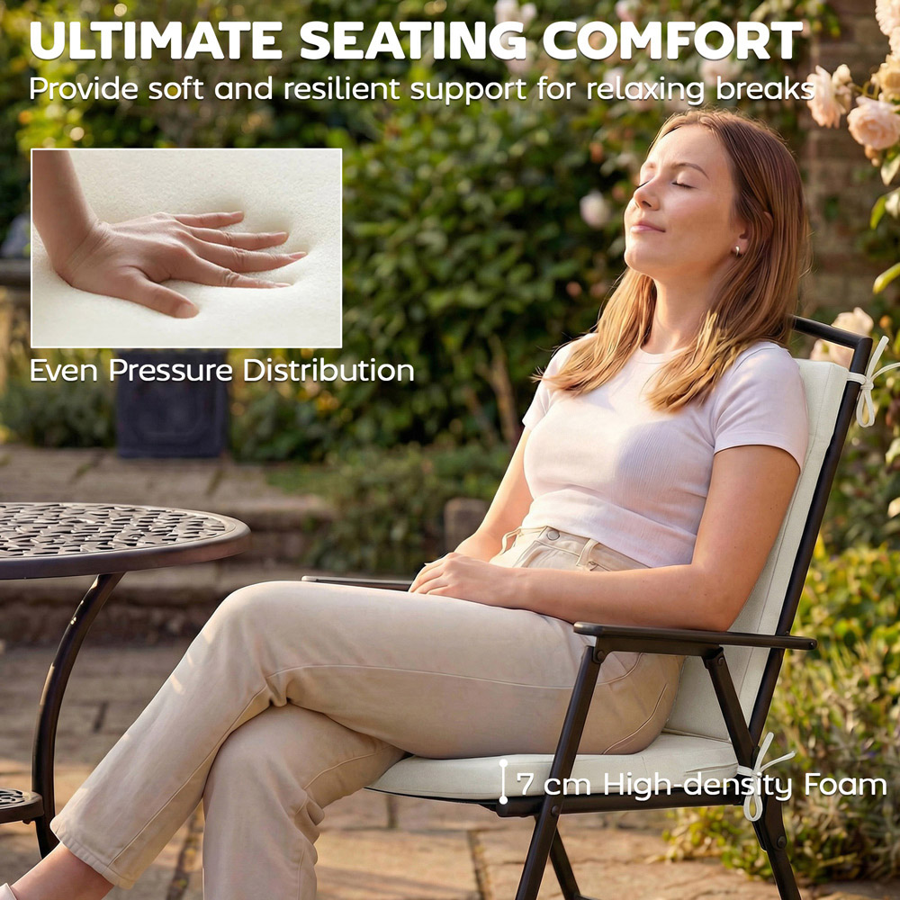 Outsunny Cream White Waterproof Garden Chair Cushion 50 x 50cm 2 Pack Image 4
