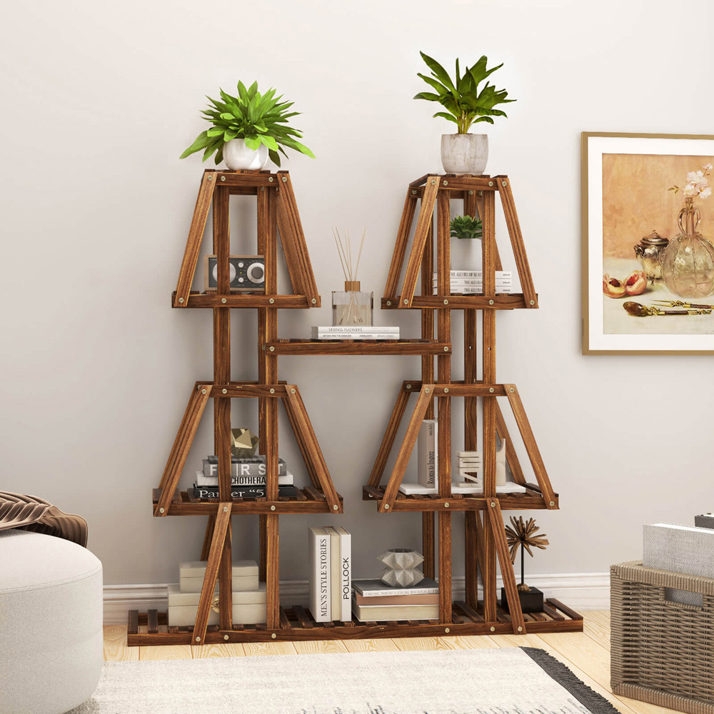 Costway 5 Tier Tall Wooden Plant Stand Image 3