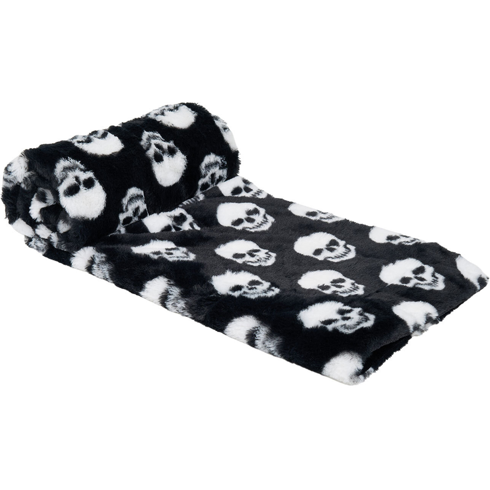 Skulls Faux Fur Throw Black Image 6