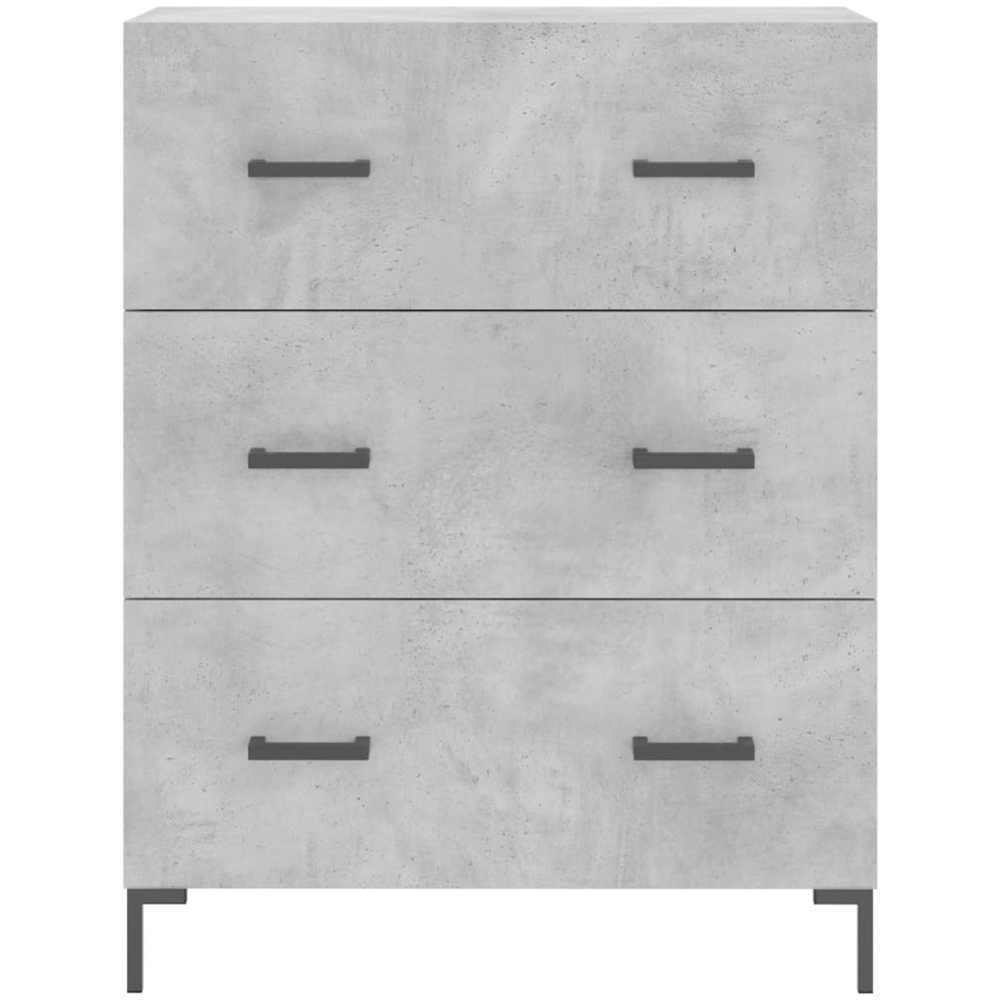 vidaXL 2 Glass Door 3 Drawer Concrete Grey Highboard Image 8