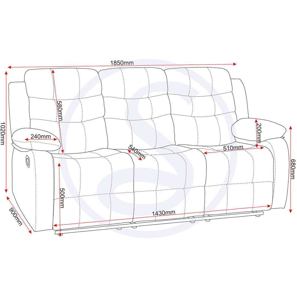 Seconique Roma 5 Seater Grey Cord Fabric and Black PU Sofa Set Image 8