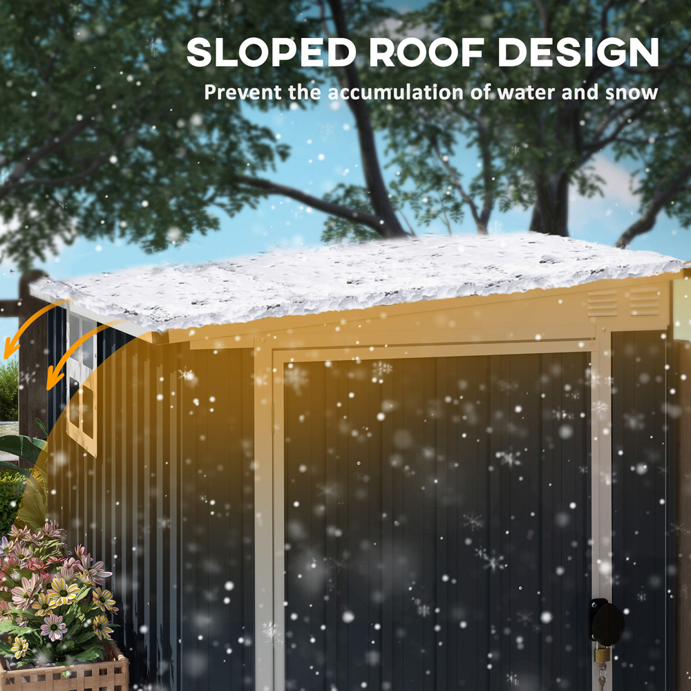 Outsunny 4 x 6ft Dark Grey Garden Storage Shed with Window Image 6
