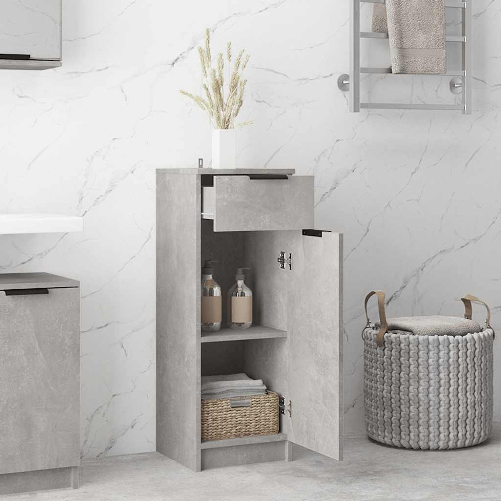 vidaXL Single Door Single Drawer Concrete Grey Narrow Bathroom Cabinet Image 8
