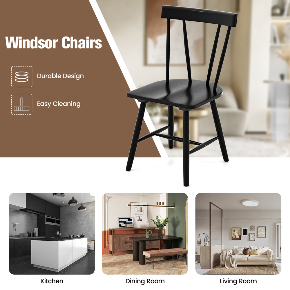 Costway Set of 2 Black Windsor Chairs Image 5