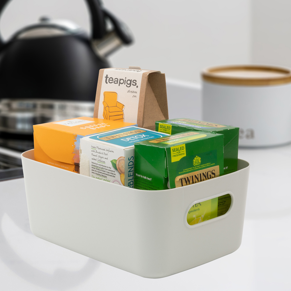 SA Products Grey Plastic Storage Basket Set of 3 Wilko