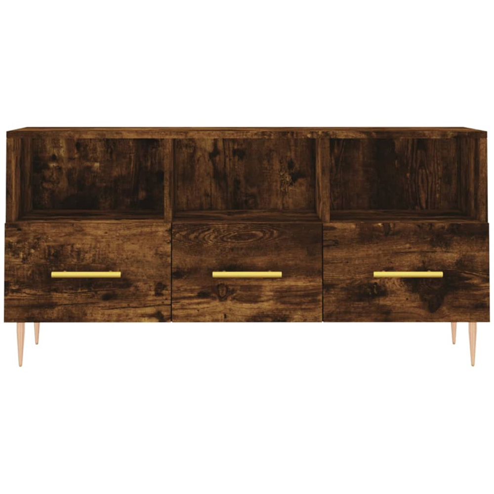 vidaXL 3 Drawer 3 Shelf Smoked Oak TV Cabinet Image 5