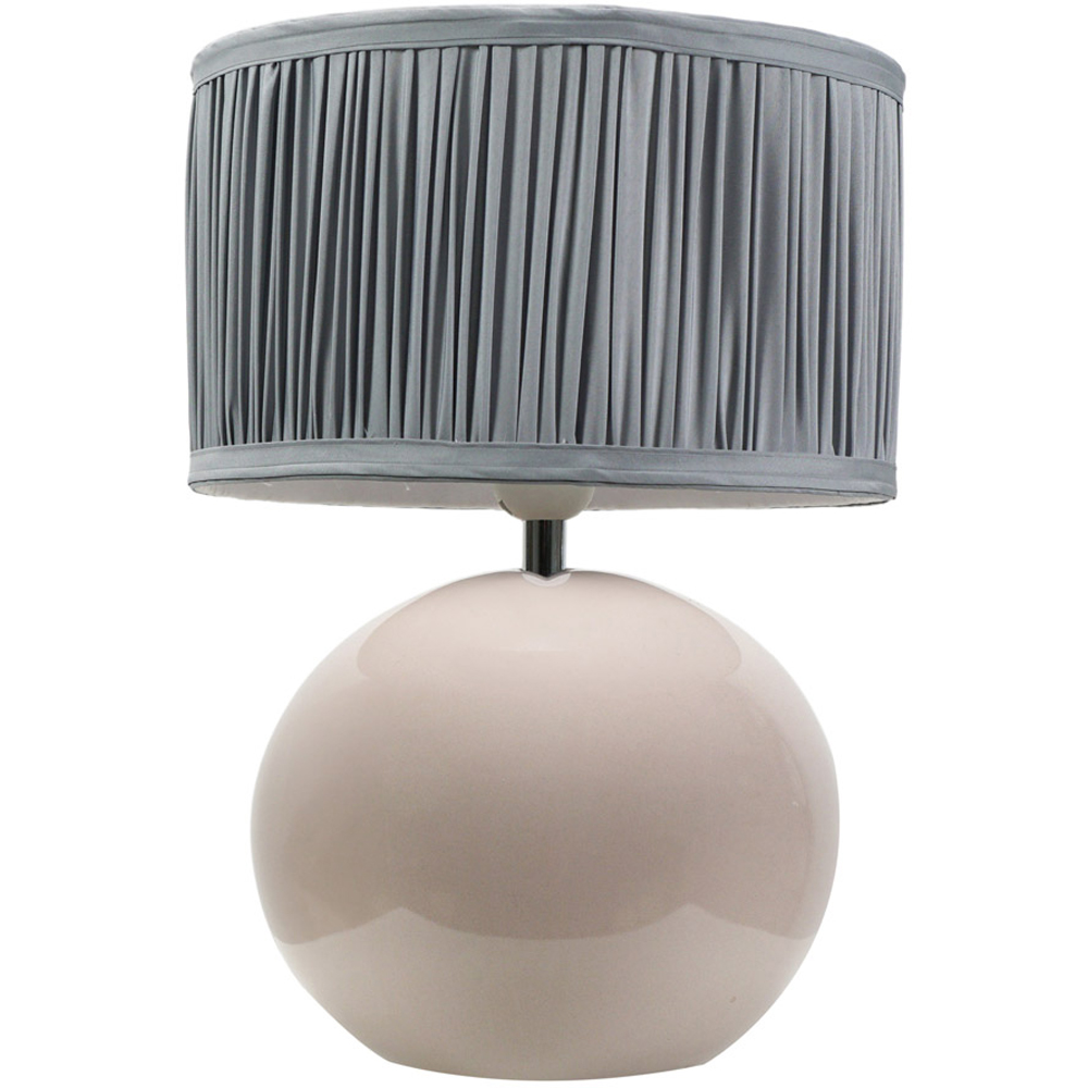 ValueLights Bosco Ruched Pleated Powder Blue Drum Shade Stone Ceramic LED Table Lamp Image 1