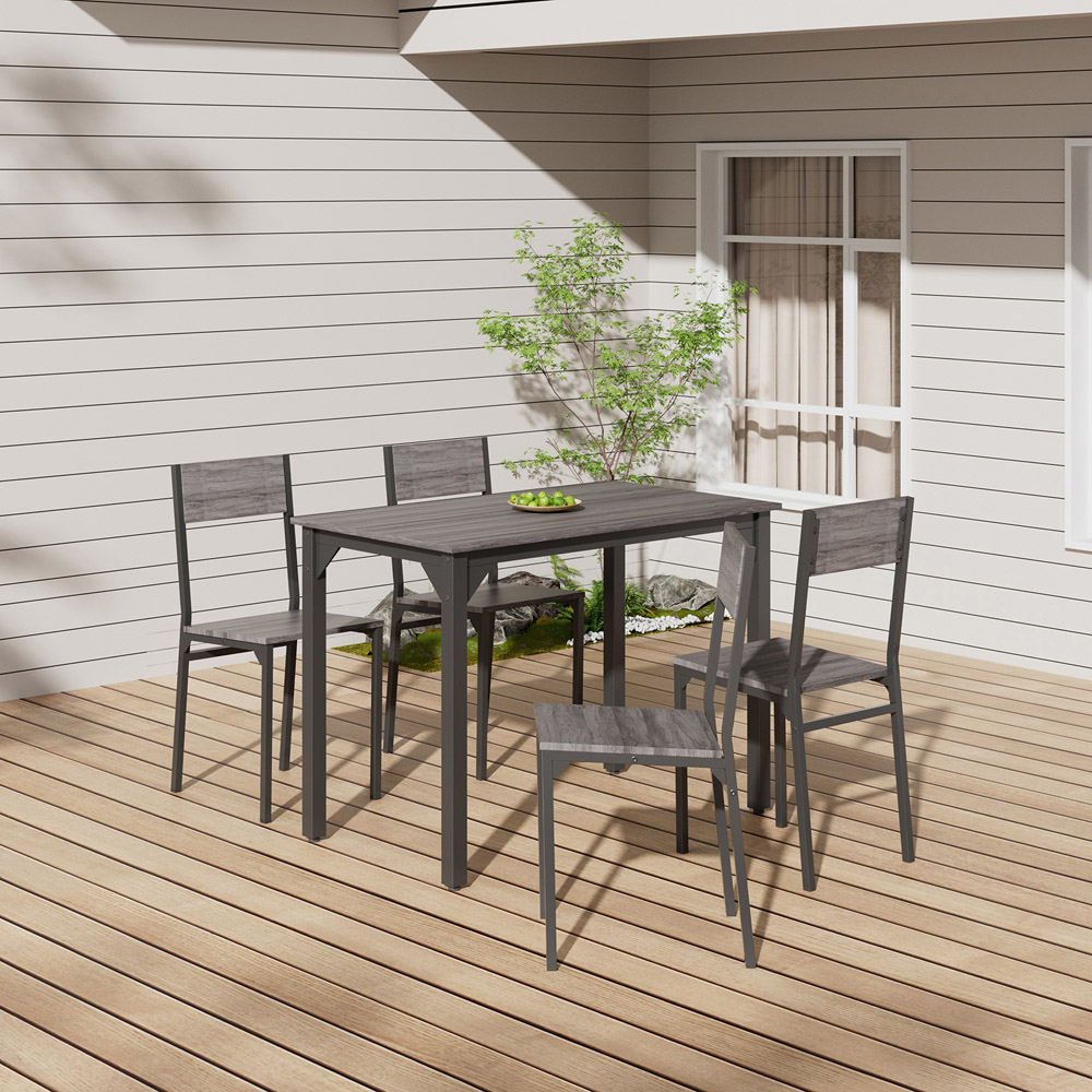Living and Home 4 Seater Dining Set Black and Grey Image 7