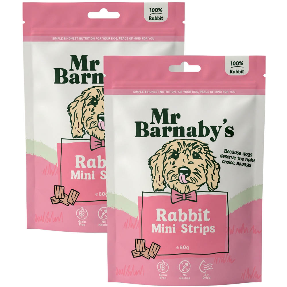 Mr Barnaby's Rabbit Mini Strips Dog Treats 80g 2 Pack Image 1