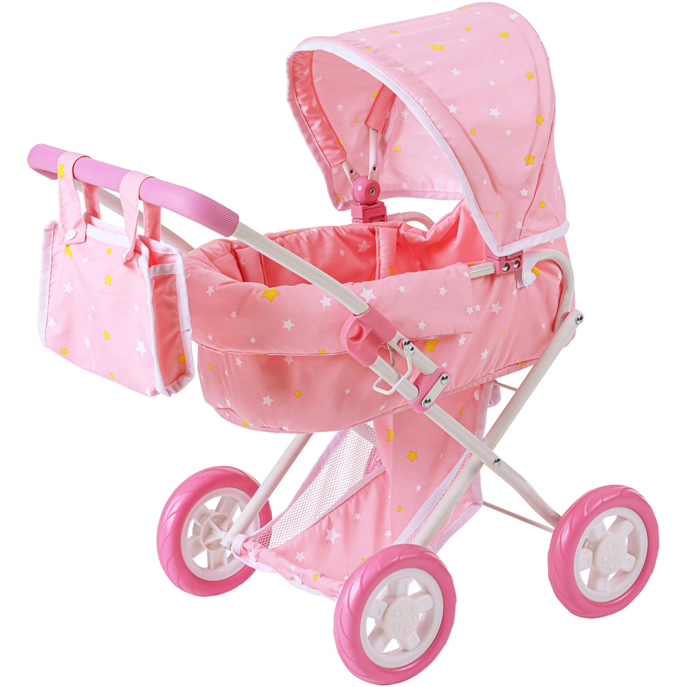 Teamson Kids Olivia's Little World Pink and White Twinkle Stars Princess Baby Doll Stroller Image 1