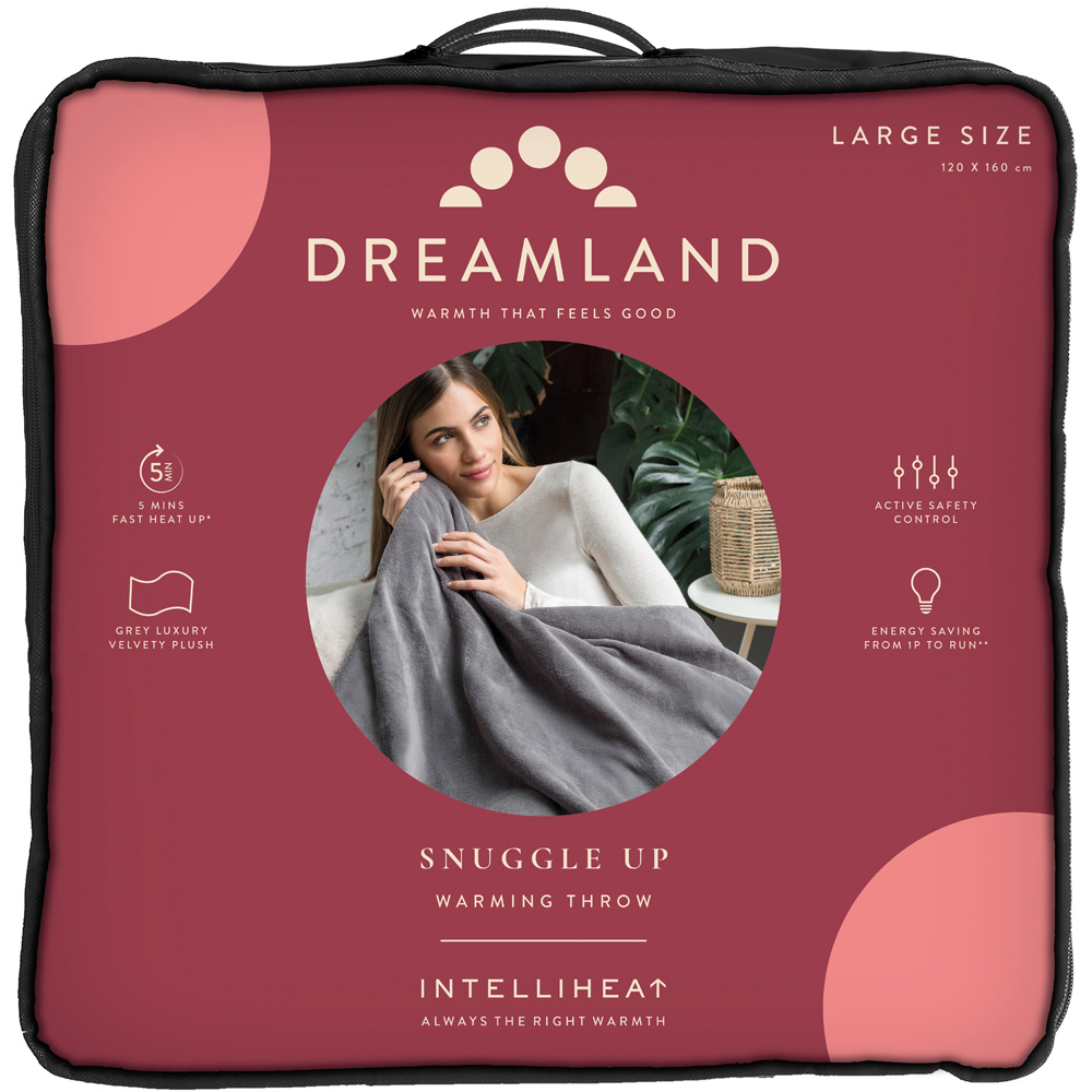 Dreamland Snuggle Up Grey Velvet Heated Throw 120 x 160cm Image 3