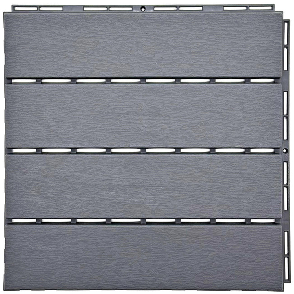 Oseasons Polydeck Grey Woodgrain Effect Decking Tiles 30 x 30cm 12 Pack Image 1