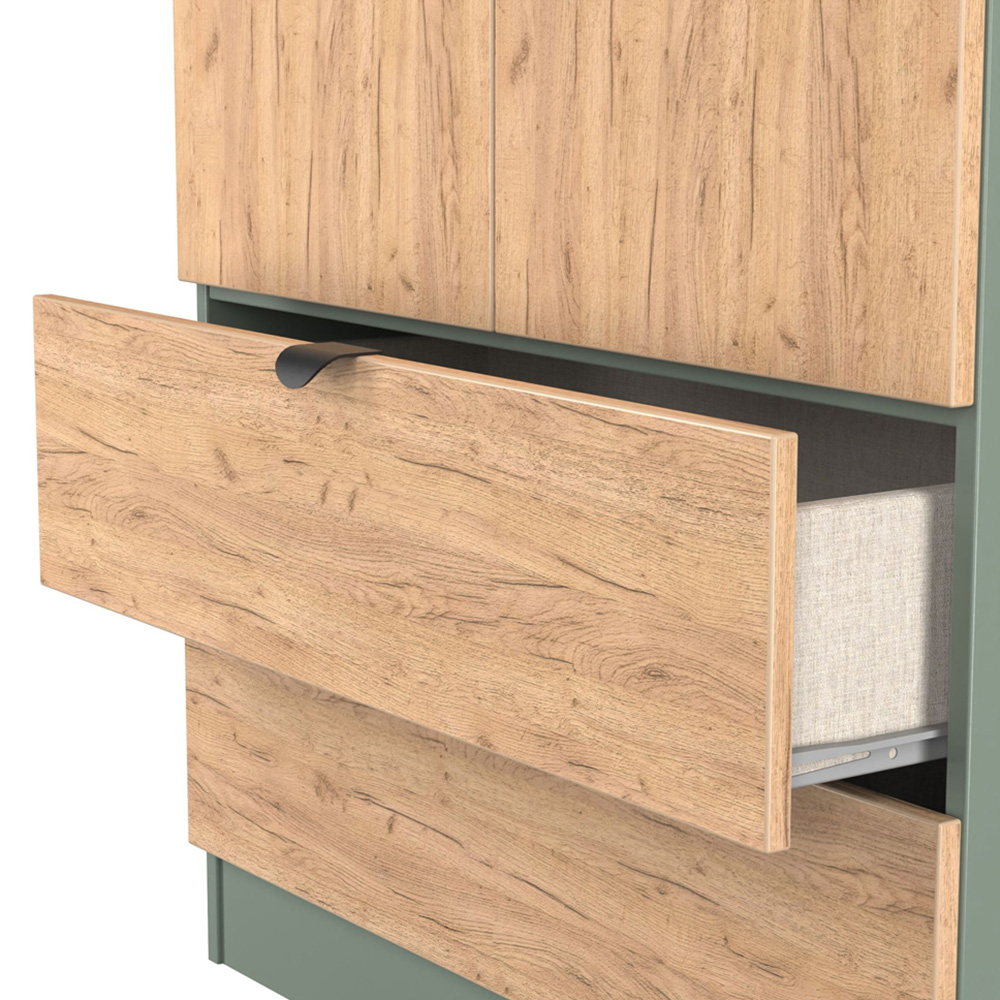 Crowndale Bora 2 Door 2 Drawer Gold Oak and Reed Green Tall Double Wardrobe Image 6