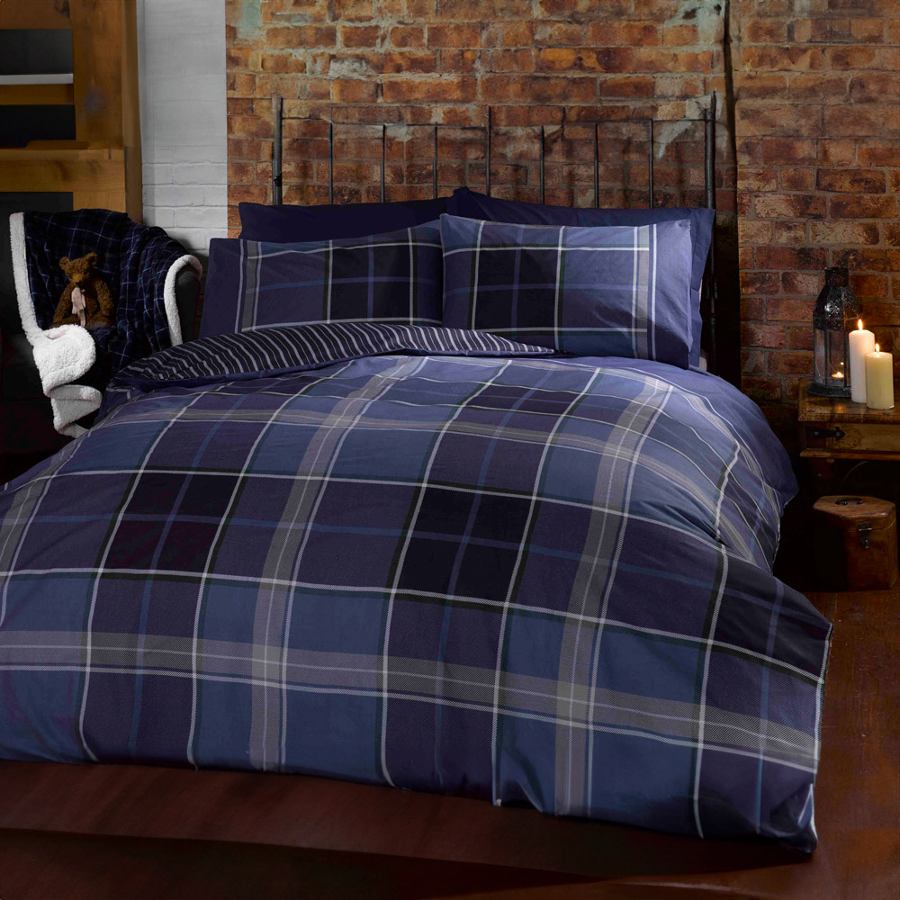 Rapport Home Argyle King Size Blue Duvet Set Image 1