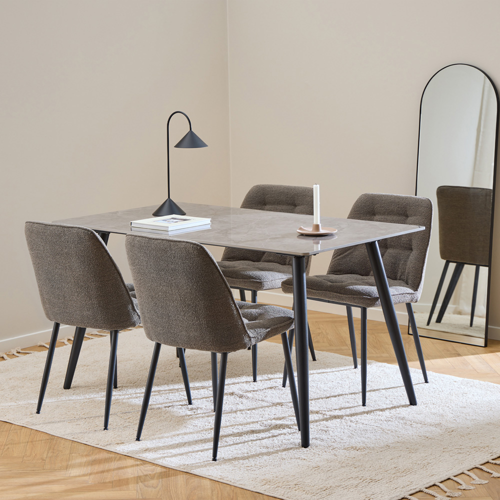 Florence 4 Seater Grey and Black Wicklow Rectangular Dining Table Image 6