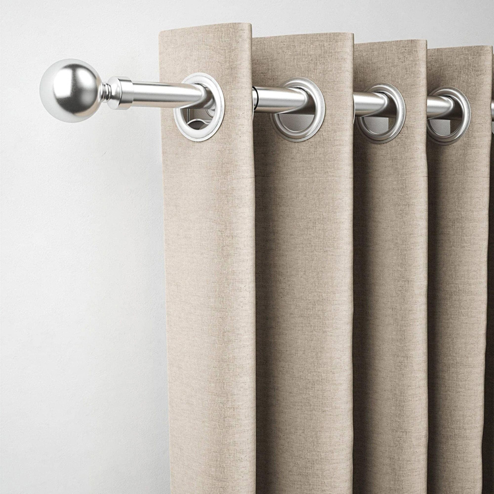 Rothley 165-300cm Extendable Brushed Stainless Solid Orb Finials Curtain Pole Image 2