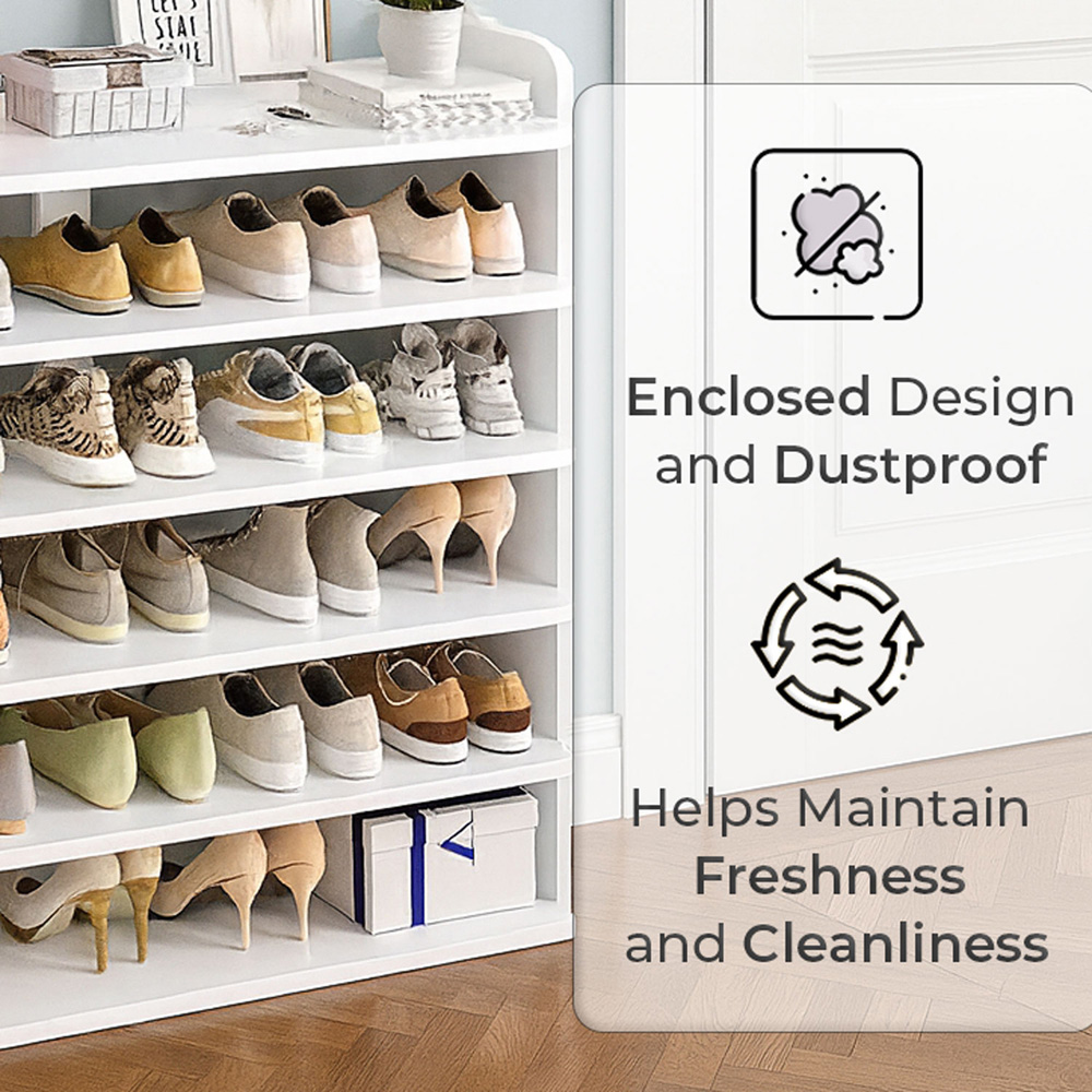 Neo 6 Tier White Wooden Shoe Rack Image 8