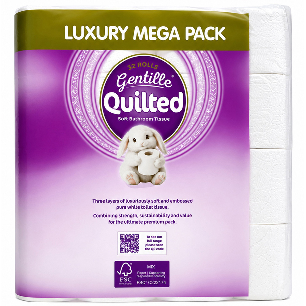 Pack of 32 Gentille Quilted Toilet Rolls Image 3