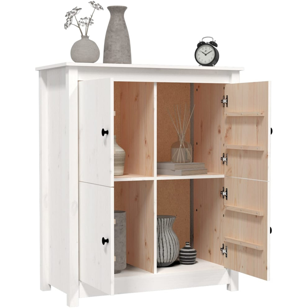 vidaXL 4 Door White Solid Pine Wood Sideboard Image 4
