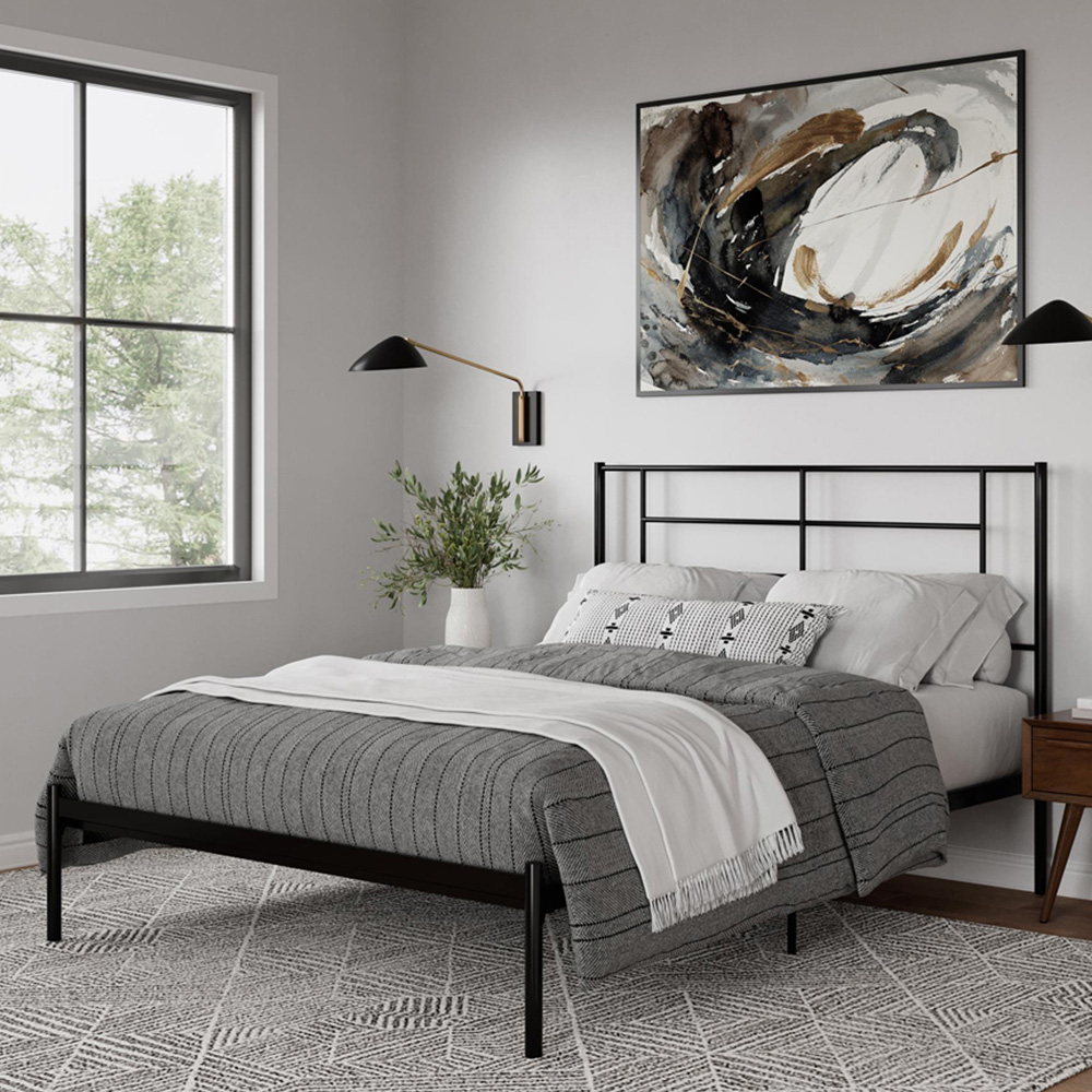 Dorel Jensen King Size Black Metal Bed Frame Image 1