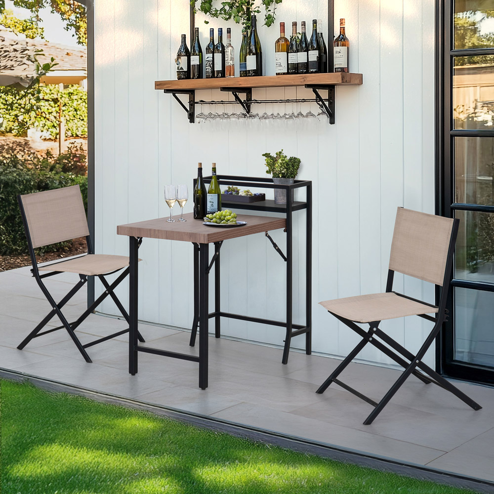 Sunjoy 2 Seater Single Shelf Foldable Patio Bistro Set Image 1