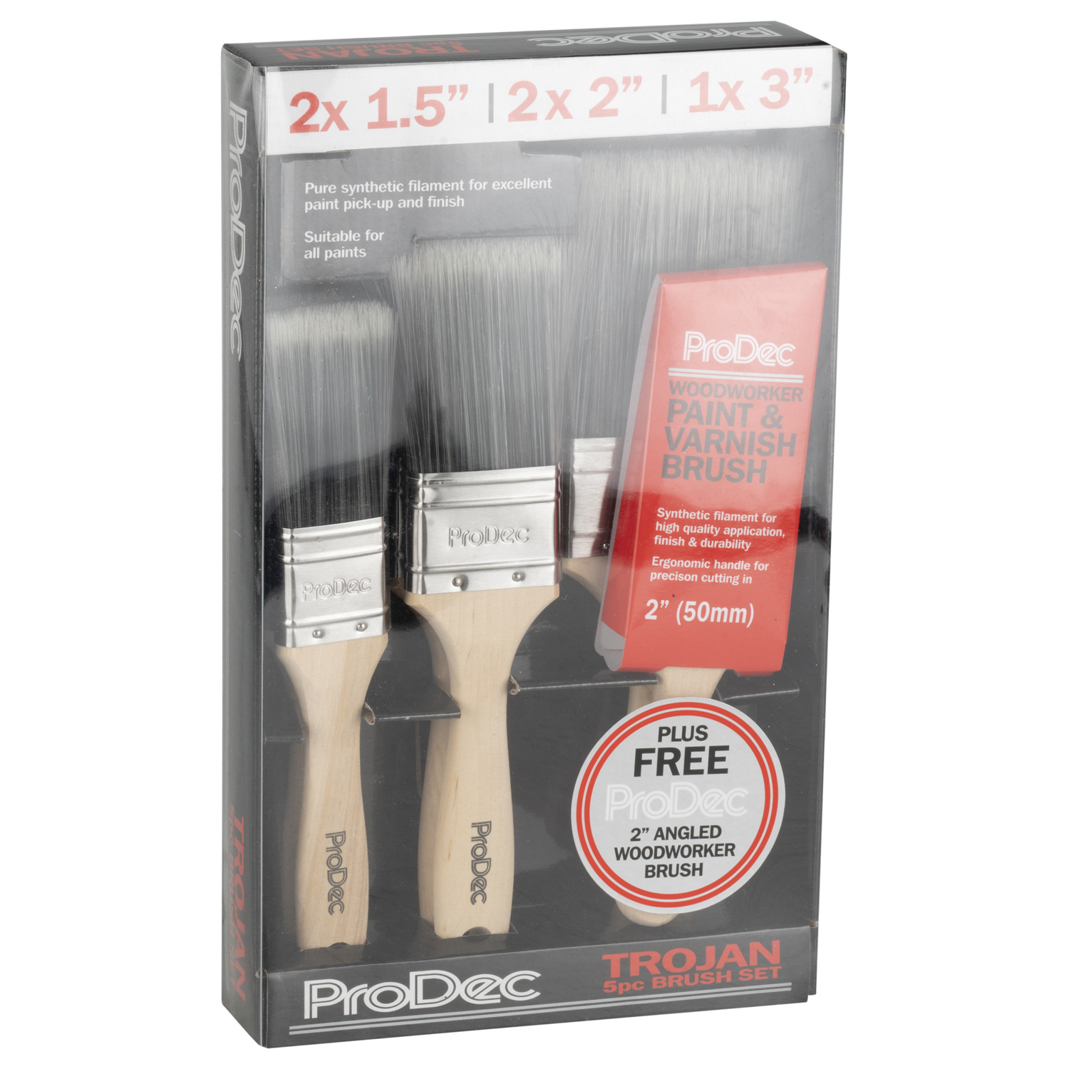 ProDec 5 Pack Trojan Paint and Varnish Brush Set Image