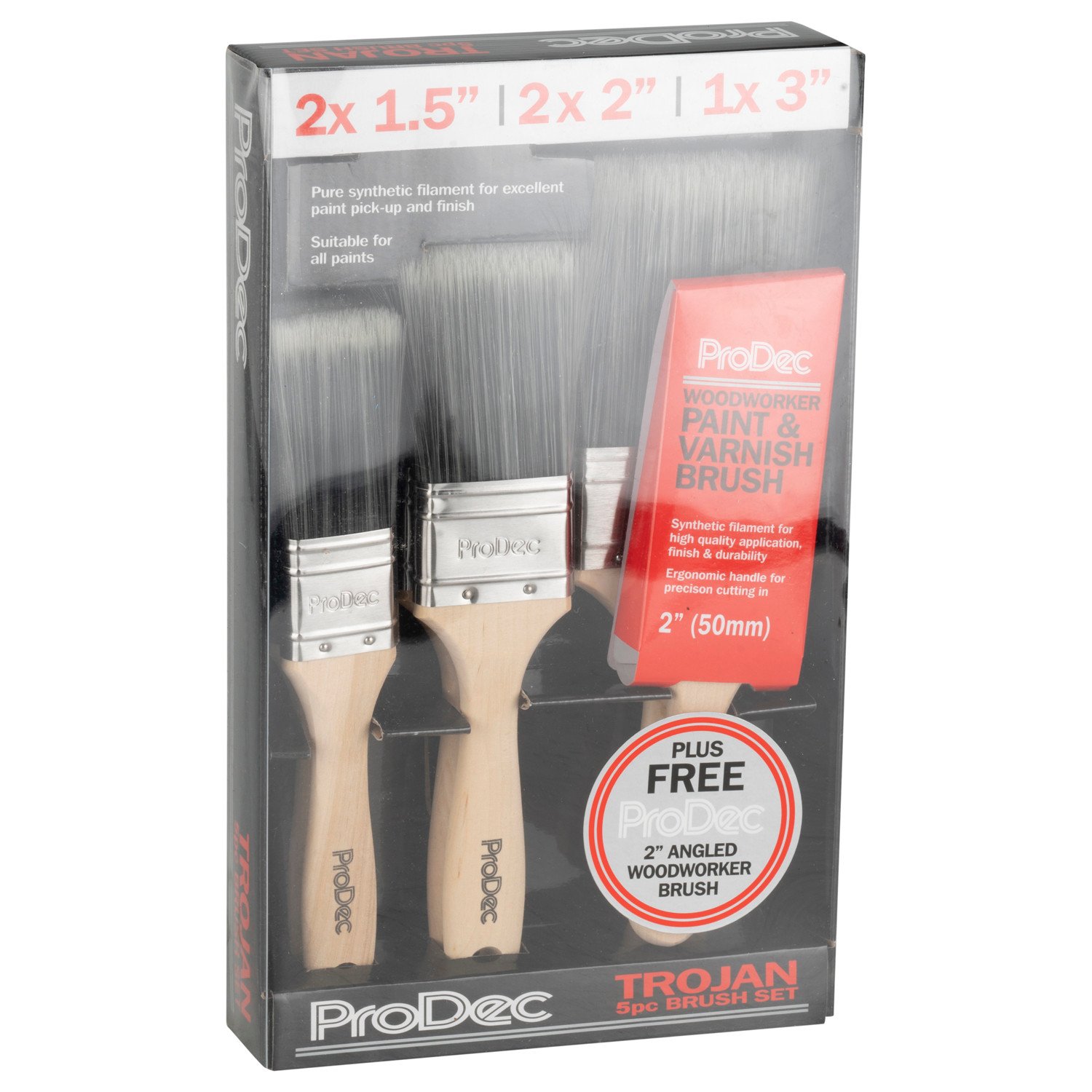 ProDec 5 Pack Trojan Paint and Varnish Brush Set Image